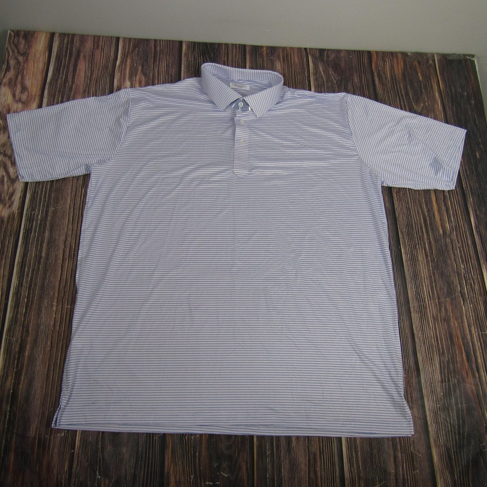 Collars & Co‎ Polo Shirt Mens 3XL Blue Featherweight Dress Collar Striped